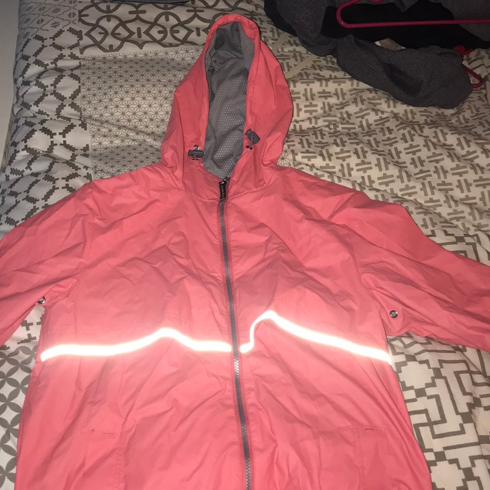 Pink reflective raincoat